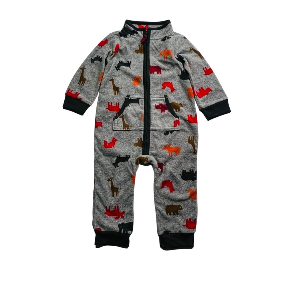 Carter's Fleece Gray‎ Animal Print Footie